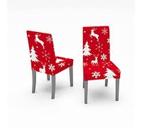 Dining Chair Covers Set of 2, 4 or 6,Highdi 3D Christmas Deer High Back Stretch Dining Room Chair Cover Removable Washable Chair Protector Slipcover for Hotel Banquet Party (Christmas tree,Pack of 6)