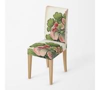 Dining Chair Covers Set of 2 Green Pink Stretch Spandex Fabric High Back Chairs Cover Washable Removable Reusable For Kitchen, Restaurant And Hotel
