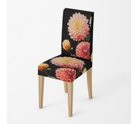 Dining Chair Covers Set of 2 Pink And Yellow Stretch Spandex Fabric High Back Chairs Cover Washable Removable Reusable For Kitchen, Restaurant And Hotel
