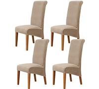 Dining Chair Covers Set of 4 - Velvet XL Chair Covers for Dining Chairs 4, Stretch High Back Dining Chair Slipcovers Chair Protector for Dining Room Wedding Hotel Banquet Party (Velvet Sand Color)