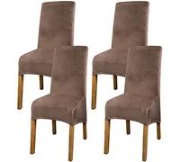 Dining Chair Covers Set of 4 - Velvet XL Chair Covers for Dining Chairs 4, Stretch High Back Dining Chair Slipcovers Chair Protector Cover for Dining Room Wedding Hotel Banquet Party (Velvet Coffee)