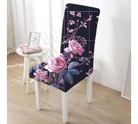 Dining Chair Covers Set of 6 Pink Plant Flowers Stretch Removable Washable Dining Chair Protector Cover,High Back Chairs Covers,Universal Fit Chairs Slipcovers for Kitchen,Hotel,Office Ceremony