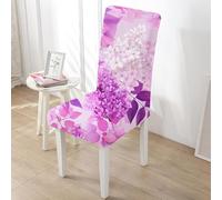 Dining Chair Covers Set of 6 Purple Flowers Leaves Stretch Removable Washable Dining Chair Protector Cover,High Back Chairs Covers,Universal Fit Chairs Slipcovers for Kitchen,Hotel,Office Ceremony