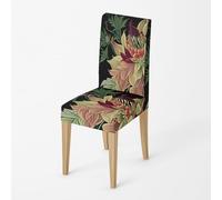 Dining Chair Covers Set of 8 Green Pink High Back Stretch Spandex Fabric Printing Washable Chair Covers With Elastic Edge For Hotel, Decor Home, Kitchen