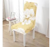 Dining Chair Covers Set of 8 Yellow Plant Flowers High Stretch Universal Fit Dining Chair Slipcovers, Removable and Washable Full Wrap Chairs Protectors, for Home, Kitchen, Restaurant and Hotel