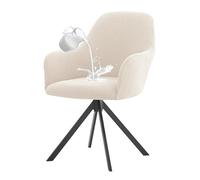 Dining Chair Covers with Armrests Stretchable Scandinavian Chair Slipcovers for Dining Room Living Room Restaurant Wedding Hotel - 6PCS Beige A