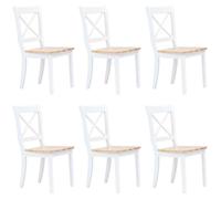 vidaXL 6x Solid Rubber Wood Dining Chairs White Kitchen Furniture Seating