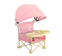 Dining Chair - Foldable Feeding Seat, Portable Booster Highchair, Folding Chair, Removable Snack Tray, Outdoor Sunshade | Compact Travel Chairs for Kitchen Table Camping Beach Backyard