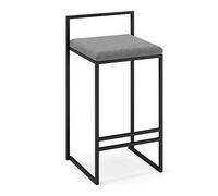 Dining Chair | Full Backed Black Metal Bar Stools, Footrest Stool Flannel Cushion Seat with Footrest & Back, Bar | Pub | Café Dining Room Kitchen Bar Counter Stool Max. Load 440Lb