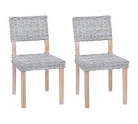 vidaXL Dining Chair 2 pcs Kubu Rattan White Wash 46 x 55 x 84 cm