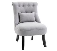 Dining Chair Grey Fabric Upholstered 52.5x69x82cm Solid Wood Legs Metal Frame UK