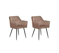 Beliani Set Of 2 Dining Chairs Jasmin Velvet Brown