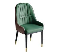 Dining Chair Kitchen Kitchens Modern PU Leather High Back Soft Seat Metal Legs Living Rooms Lounge Counter Accents(Green+Coffee)