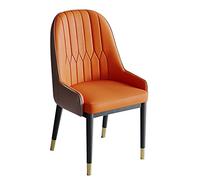 Dining Chair Kitchen Kitchens Modern PU Leather High Back Soft Seat Metal Legs Living Rooms Lounge Counter Accents(Orange+Coffee)
