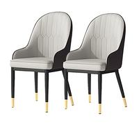 Dining Chair Kitchens Set of 2 Kitchens with Matte PU Leather Seat Back Modern Mid Century Living Rooms with Metal Legs(Gray Brown,Golden feet)