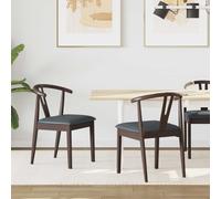 Dining Chair Light Brown and Black Solid Rubberwood 50.5x61x80.5cm Vintage