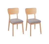 Beliani Set Of 2 Dining Chairs Minier Wood Light Brown/ Grey