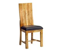 Dining Chair Matching Metropolis Industrial (Set of 2) - Metal/Acacia Solid Wood - L50 x W46 x H105 cm Indian Hub Brown One Size