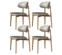 Dining Chair, Modern Glam Fabric Upholstered Side Chair with Wood Leg and Open Back for Living Dining Room, 4 Pieces Wood-Light Grey