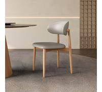 Dining Chair, Modern Glam Fabric Upholstered Side Chair with Wood Leg and Open Back for Living Dining Room, 1 Piece Wood-Light Grey