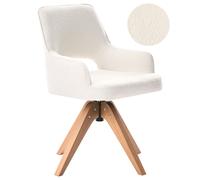 Beliani Dining Chair Swivel Moravia Boucle Light Beige