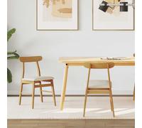 Dining Chair Natural Light Solid Rubber Wood 43x44.5x77cm Vintage Gloss Finish.