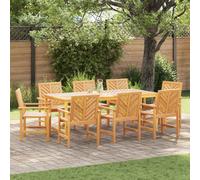 Dining chair Natural solid acacia wood 62 x 59 x 88 cm Chevron Armrests 2pc set