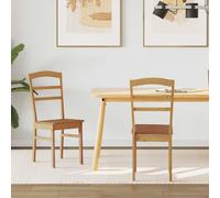 vidaXL Dining Chair 2 pcs Natural Solid Rubber Wood