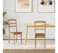 vidaXL Dining Chair 2 pcs Natural Solid Rubber Wood