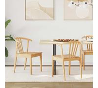 Dining Chair Natural Solid Rubberwood 51x61x80.5cm Vintage Cushion Sturdier