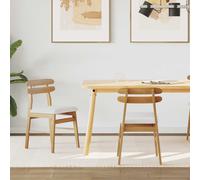 Dining Chair Natural White Solid Rubberwood 43.5x44.5x77.5cm Eco Cushioned