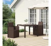 Dining Chair Pair Brown PP 53x47x88.5cm Outdoor Flip-Back Weatherproof 110kg max
