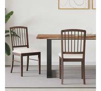 Dining Chair Pair Solid Rubber Wood Light Brown 50x52.5x91cm Durable Set2pcs