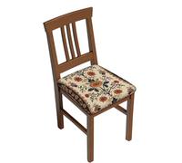 Dining Chair Seat Covers Set of 4, Ethnic Art Poany Flowers Print Chair Seat Protector Washable Dining Room Seat Covers Dinning Chair Covers for Dining Room Bar Wedding Party Decor