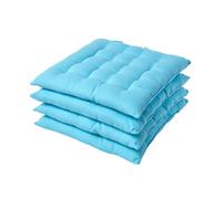 Dining Chair Seat Pads 100% Cotton Square Thick Booster Cushion Plain with Strap