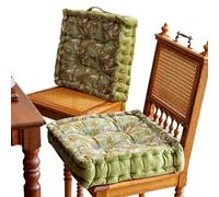 Dining Chair Seat Pads Set of 2, 40x40x9cm Thick Booster Cushion with Handle, Retro Elegant Floral Kitchen Chair Cushions, Soft Breathable Seat Pads for Dining Garden Living Room Patio (Green)