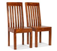 Dining Chair Set 2 Honey Acacia Wood 43x43x104cm Solid Handmade Seats Modern Eco