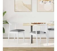 vidaXL Dining Chair 2 pcs White and Grey Solid Rubberwood