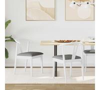 Dining Chair Set 2pc White & Grey Solid Rubberwood 50.5x61x80.5cm with Cushions