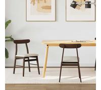 vidaXL Dining Chair 2 pcs Dark Brown and Light Solid Rubber Wood