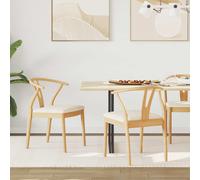 vidaXL Set of 2 Natural Rubberwood Curved Vintage Dining Chairs - Brown - Wilko