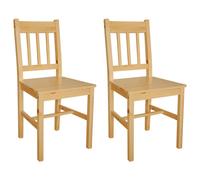 Dining chair set 2pcs Natural Pine Wood 41.5x45.5x86cm Ergonomic Kitchen Seating