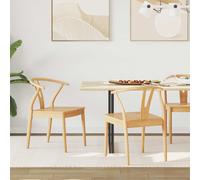 vidaXL Dining Chair 2 pcs Natural Solid Rubber Wood