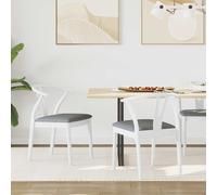 vidaXL Set of 2 White and Grey Rubberwood Curved Vintage Dining Chairs - Multi - Wilko