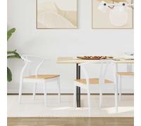 Dining Chair Set 2pcs White Natural Solid Rubberwood 54.5x58x77cm Cushioned Vntg