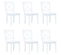 Dining chair set 6 pcs White solid rubber wood 45.5x52x90 cm polished lacquered