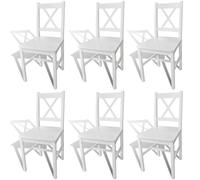Dining Chair Set 6pc White Pinewood 41.5x45.5x85.5cm Ergonomic Solid Farmhouse