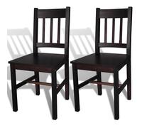 Dining Chair Set of 2 Dark Brown Pine Wood 41.5x45.5x86cm Ergonomic Seats Solid