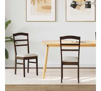 Dining Chair Set of 2 Light Brown Solid Rubber Wood Padded XL 36x45.5x93.5cm