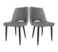 Dining Chair Set of 2 Modern Kitchen Chairs with Black Metal Legs Sleek Cut Out Back Design Perfect for Dining Room Living Room Bedroom Reception Area